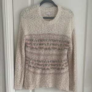 Chic Cream and Pink Striped Sweater